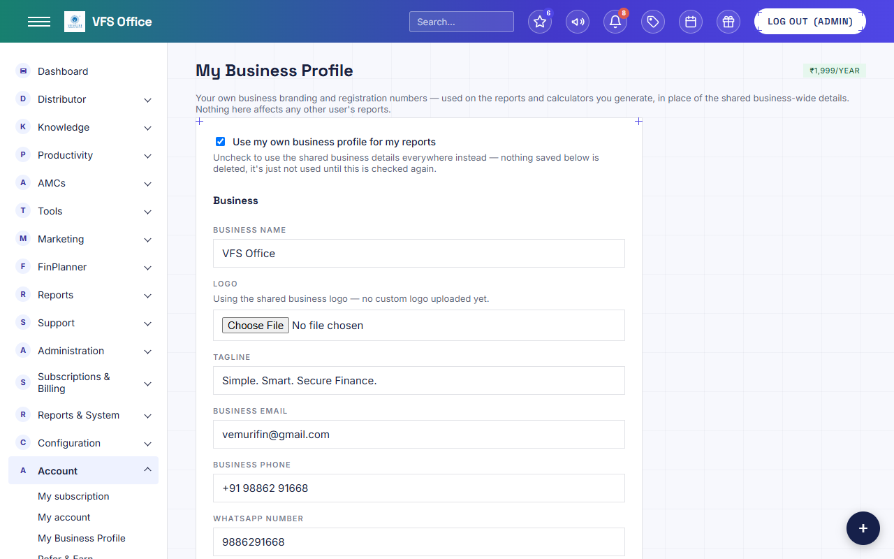 My Business Profile screen
